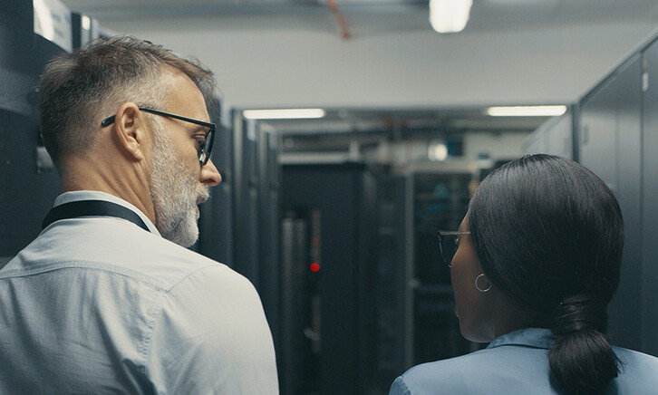 People in data center