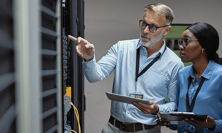 People working in data center
