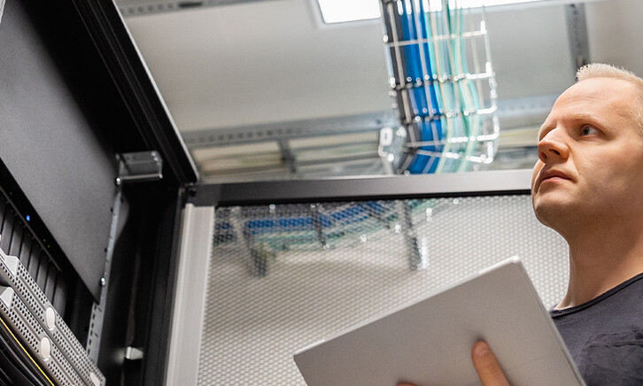 Person working in data center