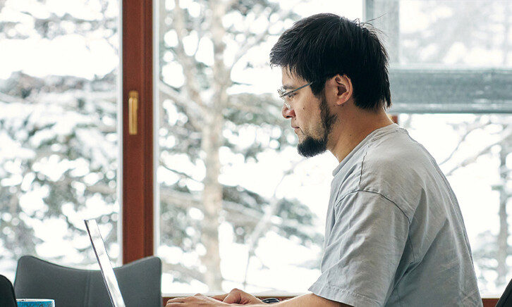 Person using computer remotely