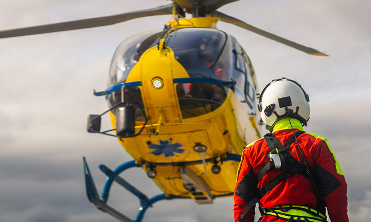 First responder near helicopter