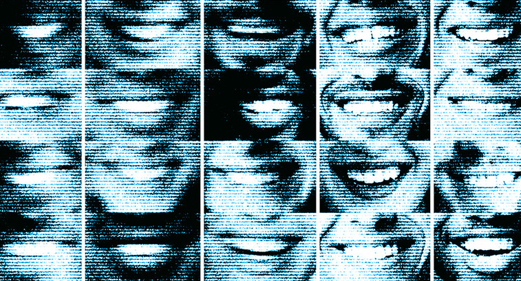 Multiple photos of people smiling