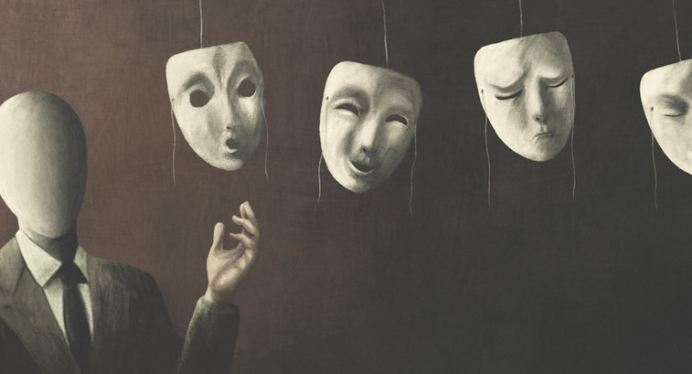 "Bad actors" conceptual image featuring multiple masks.