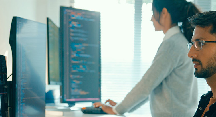 Programmers working in the office