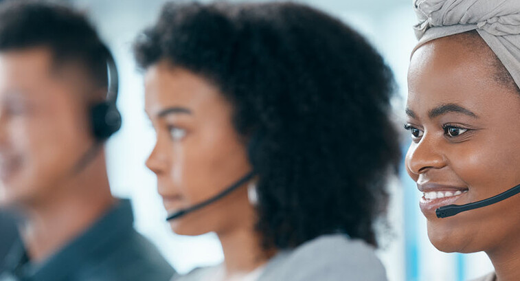 People working in a call center