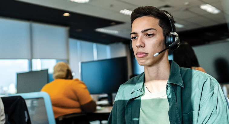 Person working in a call center