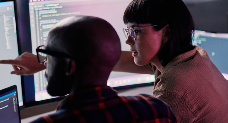 Developer team collaborating