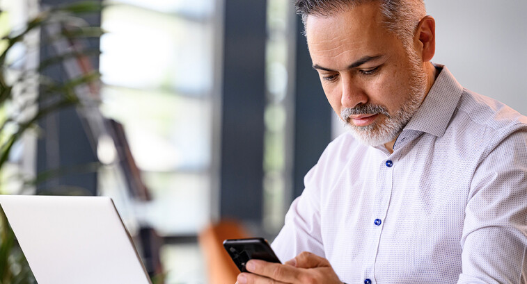Person using two factor authentication