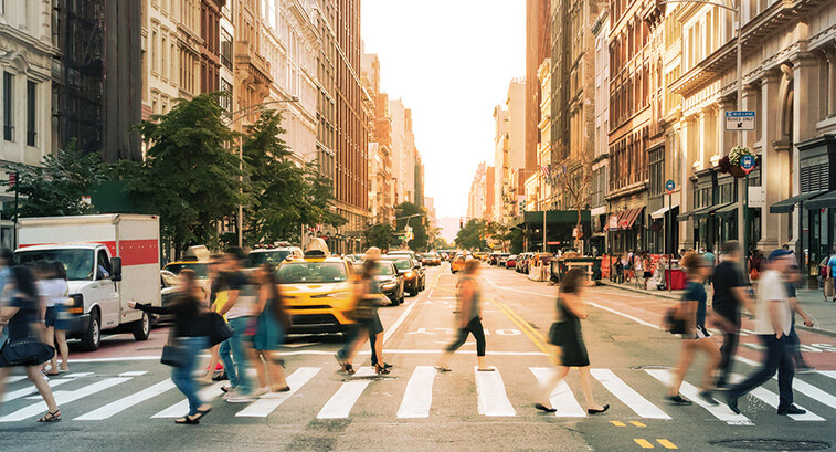 Busy City Sidewalk