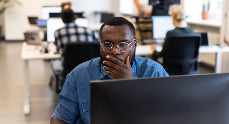 Person using computer at the office