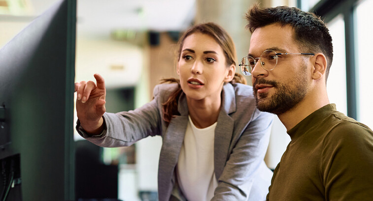 Colleagues collaborating at work