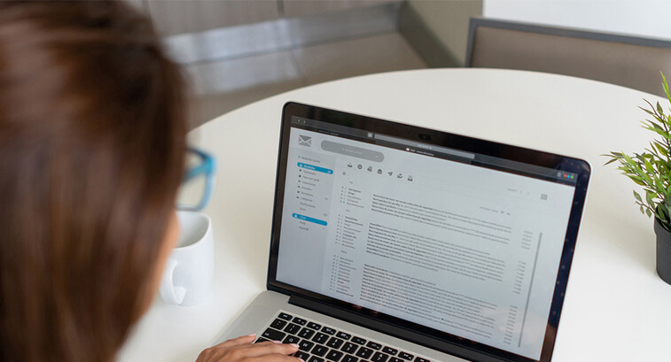 Person checking email
