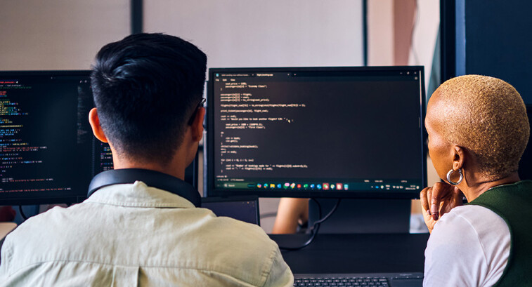 People coding in the office