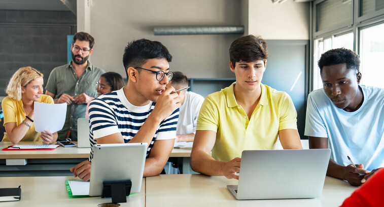 Students working on AI
