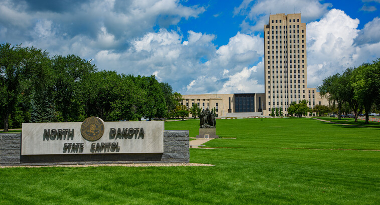 North Dakota state capitol building in Bismarck, ND