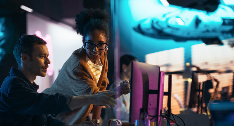 Coworkers collaborating