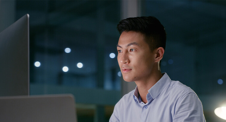 Person looking at computer