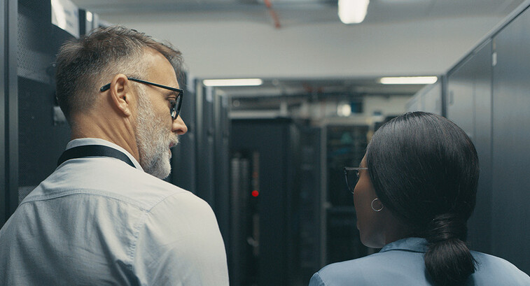 People in data center