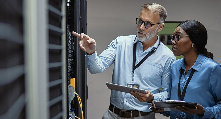 People working in data center