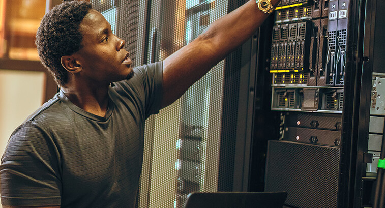 Engineer in data center