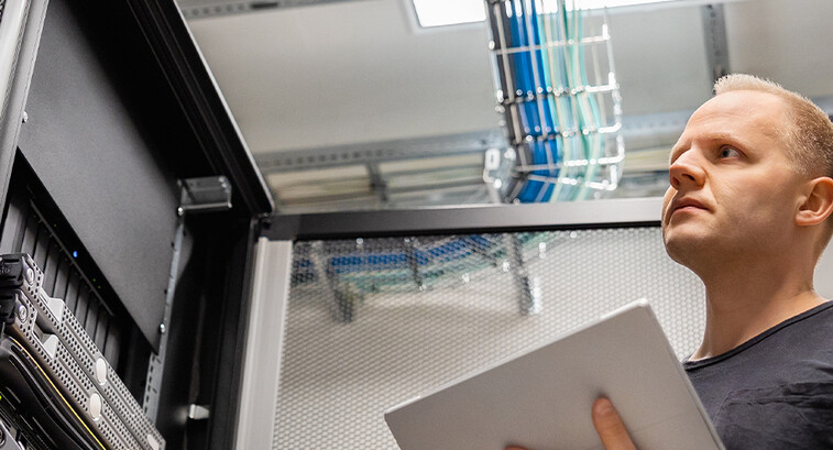Person working in data center