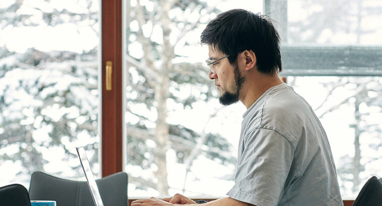 Person using computer remotely