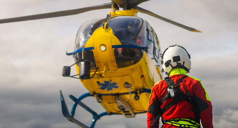 First responder near helicopter