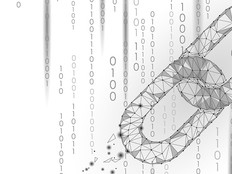Chain links and binary code blockchain abstract
