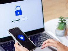 Person accessing computer with passcode