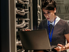 Person working in a server room