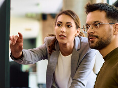 Colleagues collaborating at work