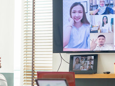Coworkers collaborating virtually