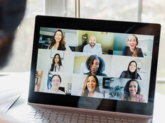 Man video chatting on computer