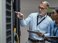 People working in data center