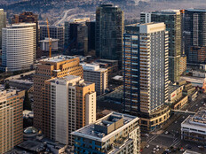An aerial view of downtown Bellevue, Washington