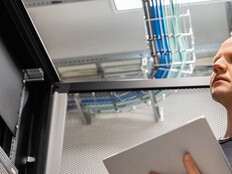 Person working in data center