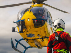 First responder near helicopter