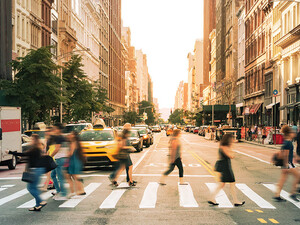 Busy City Sidewalk