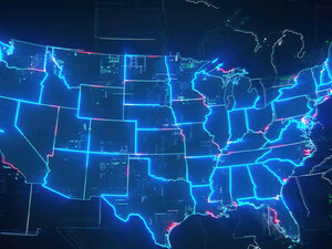 Map of USA on dark digital background
