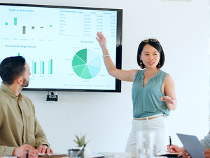 Team having a budget meeting