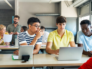Students working on AI