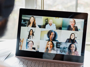 Man video chatting on computer