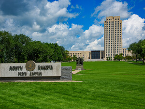 North Dakota state capitol building in Bismarck, ND