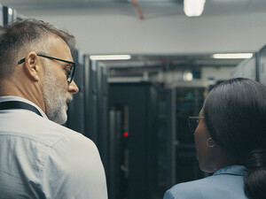 People in data center