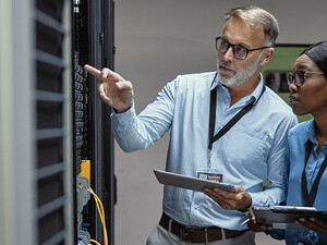 People working in data center