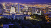 Salt Lake City downtown landmarks illuminated dusk panorama Utah USA