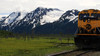An Alaska Railroad train on the way to Spencer Glacier. 