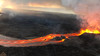 Fissure 8 lava fountain of the of the Kīlauea Volcano during an overflight of the lower East Rift Zone on June 13, 2018.