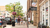 Street scene from midwest suburban city of Carmel, Indiana