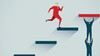 Man jumping on ladder illustration